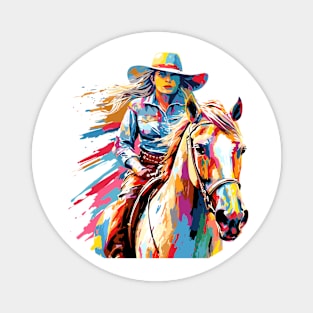 American Cowgirl Western Country Tradition Culture Abstract Magnet